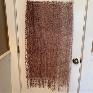 SCARF GRADIENT OMBRÉ MAUVE PINK BROWN RIBBON FRINGE RECTANGLE